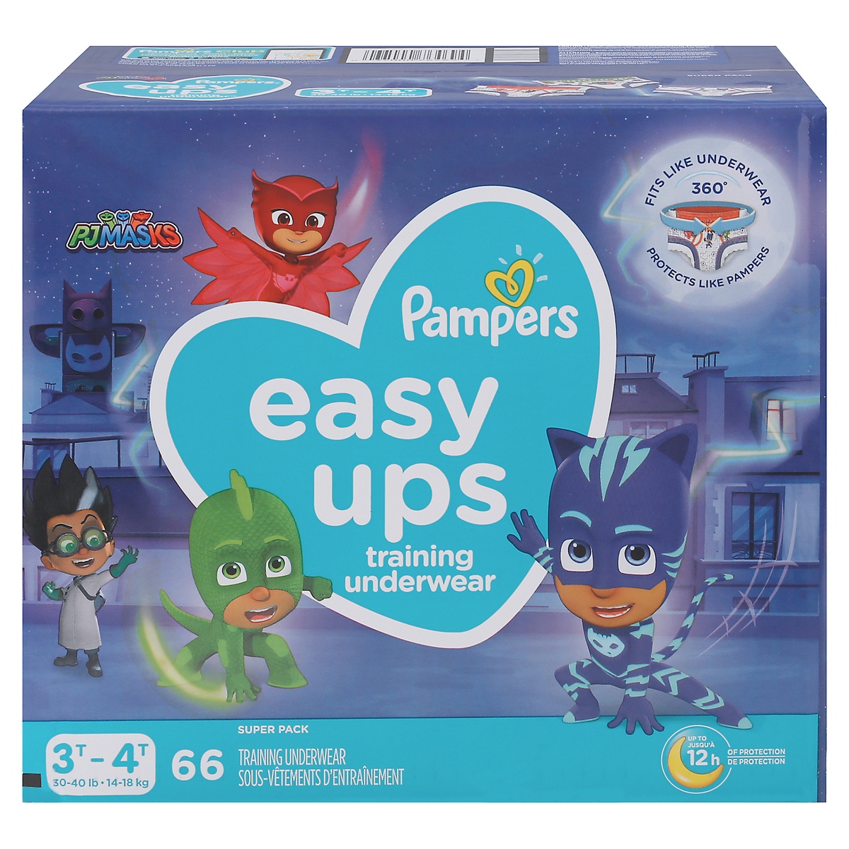 slide 1 of 10, Pampers Easy Ups Super Pack 3T-4T (30-40 lbs) PJ Masks Training Underwear 66 ea, 66 ct