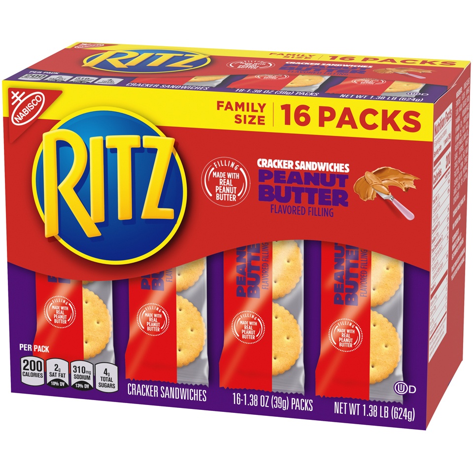 Ritz Peanut Butter Cracker Sandwiches - Family Size 16 ct; 1.38 oz | Shipt