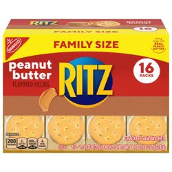 RITZ Peanut Butter Sandwich Crackers, Family Size, 16 - 1.38 oz Snack Packs