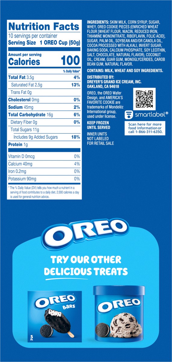 slide 6 of 9, OREO Frozen Dairy Dessert Cups, 10 Count, 32.5 oz, 10 ct