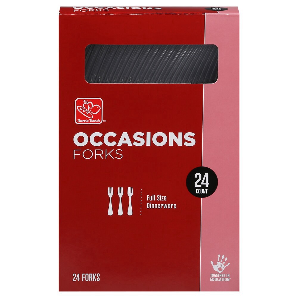 slide 2 of 2, Harris Teeter Occasions Clear Full Size Dinner Forks, 24 ct