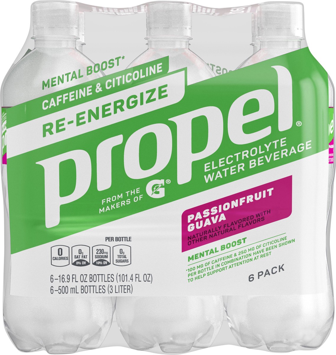 slide 7 of 7, Propel Enhanced Water Passion Fruit Guava 16.9 Fl Oz, 6 Count, 6 ct; 16.9 fl oz