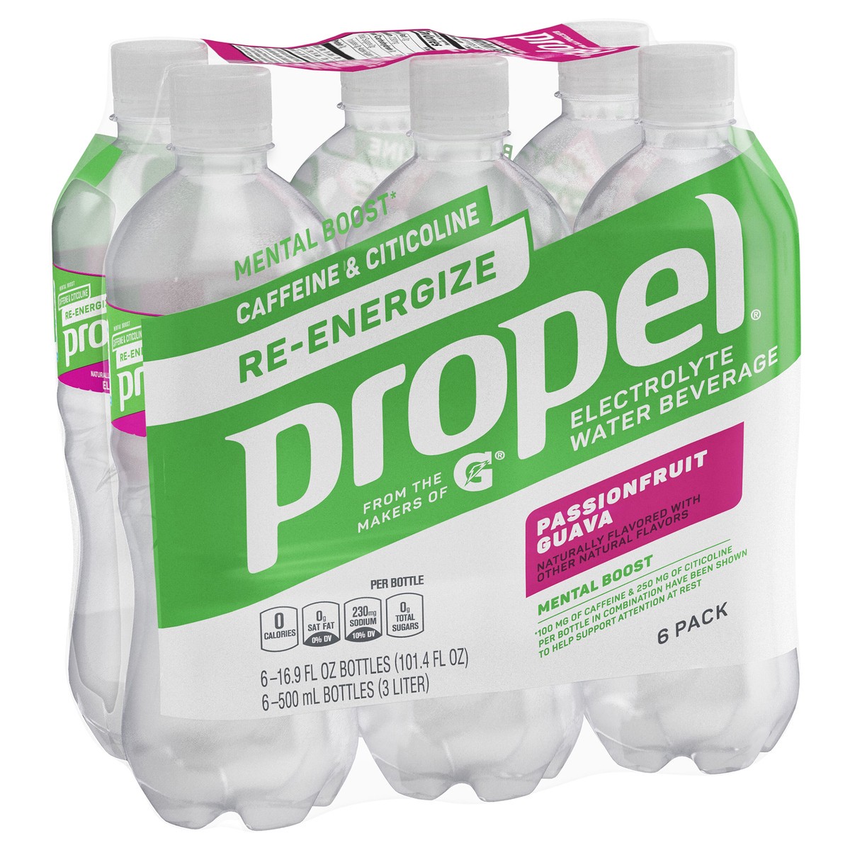 slide 4 of 7, Propel Enhanced Water Passion Fruit Guava 16.9 Fl Oz, 6 Count, 6 ct; 16.9 fl oz