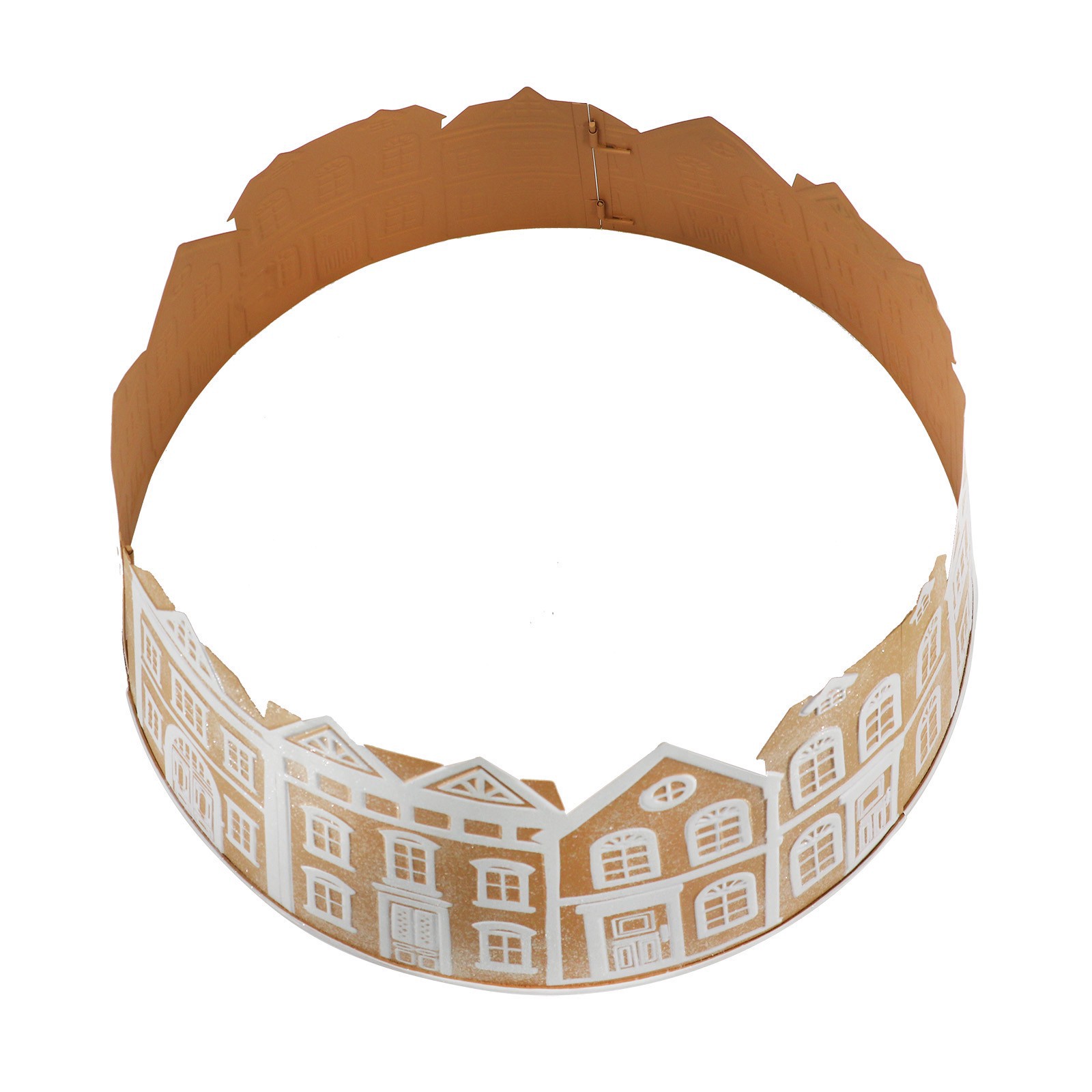 slide 2 of 7, 26.75" Brown & White Metal Gingerbread Village Tree Collar By Ashland, 26.75 in