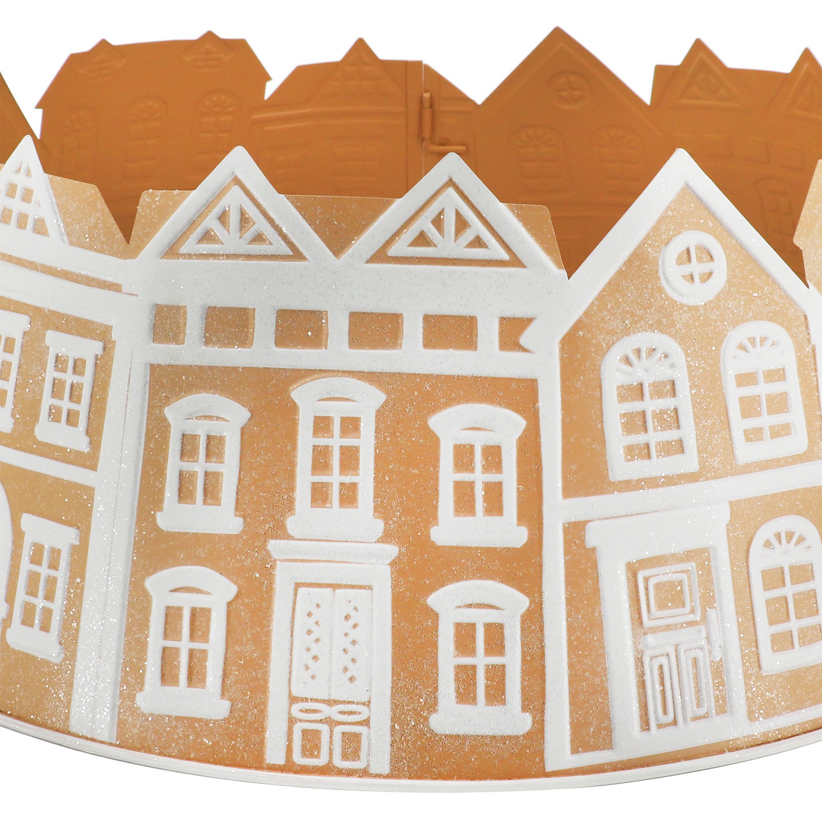 slide 3 of 7, 26.75" Brown & White Metal Gingerbread Village Tree Collar By Ashland, 26.75 in