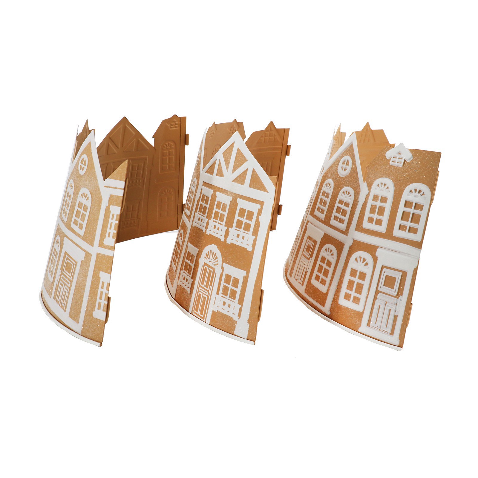 slide 4 of 7, 26.75" Brown & White Metal Gingerbread Village Tree Collar By Ashland, 26.75 in