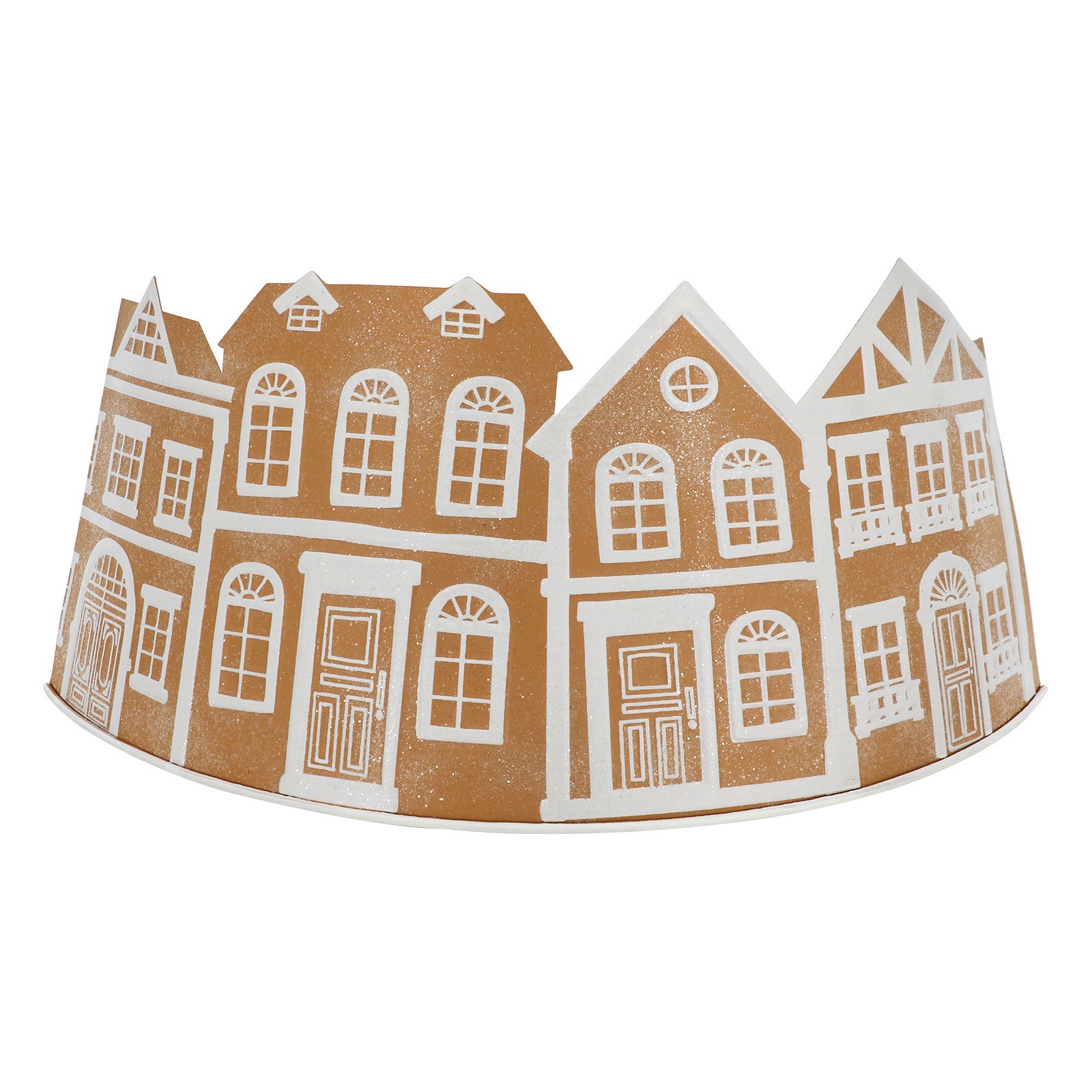 slide 5 of 7, 26.75" Brown & White Metal Gingerbread Village Tree Collar By Ashland, 26.75 in
