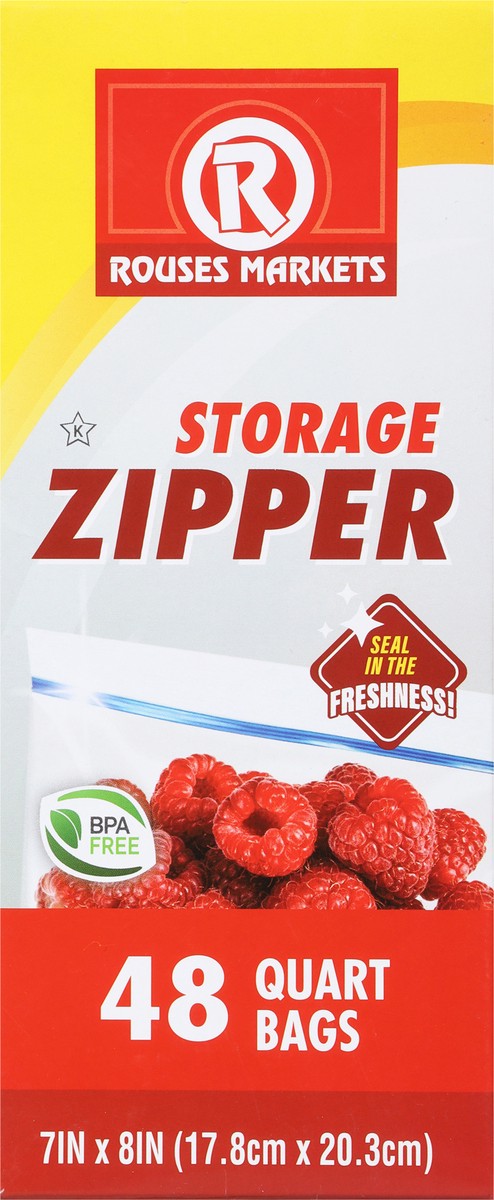 slide 5 of 9, Rouses Markets Quart Storage Zipper Bags 48 ea, 48 ct