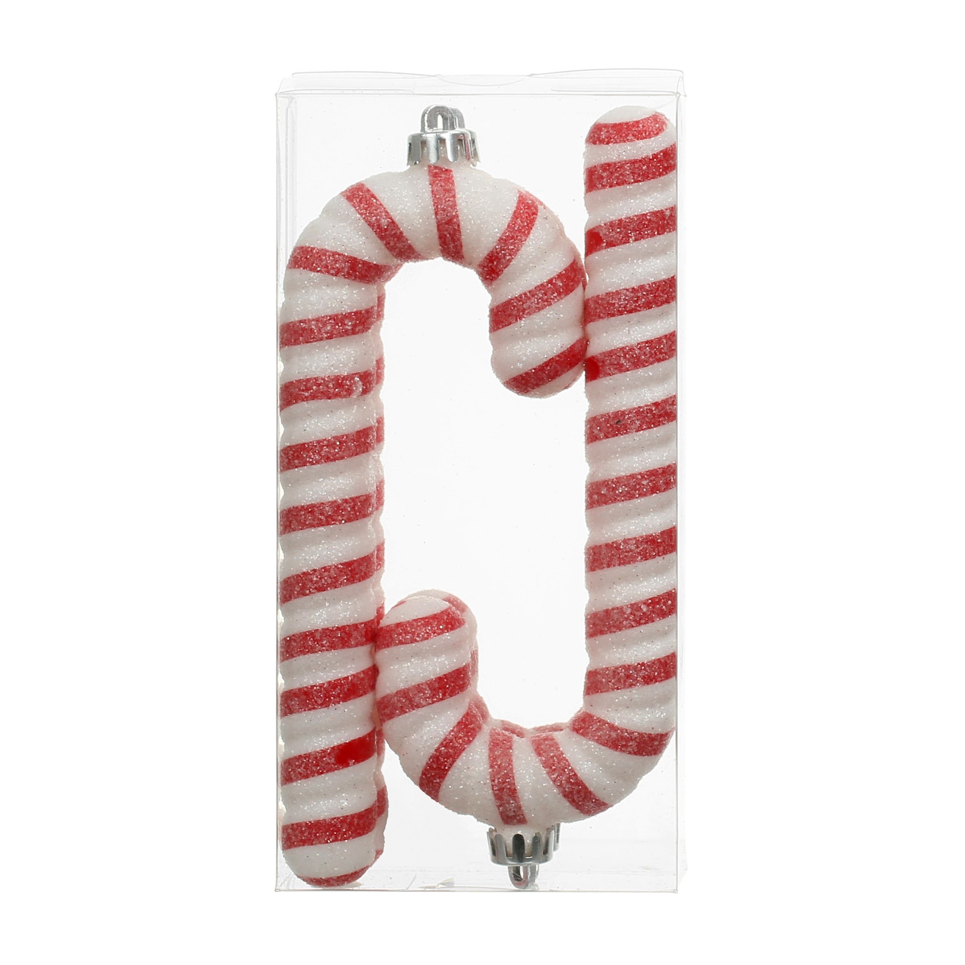 slide 3 of 3, 4 Pack 6.6" Red & White Glitter Shatterproof Candy Cane Ornaments By Ashland, 4 ct