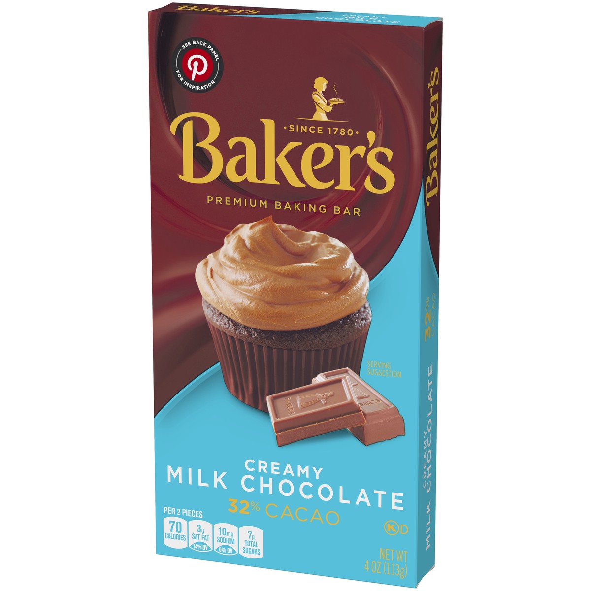 slide 7 of 14, Baker's Creamy Milk Chocolate Premium Baking Bar with 32% Cacao, 4 oz Box, 4 oz