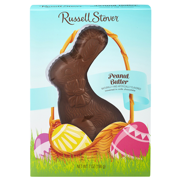 slide 1 of 1, Russell Stover Milk Chocolate Peanut Butter Flatback Rabbit, 7 oz