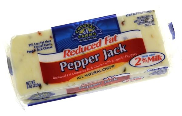 slide 1 of 1, Crystal Farms Reduced Fat Pepper Jack Cheese, 8 oz