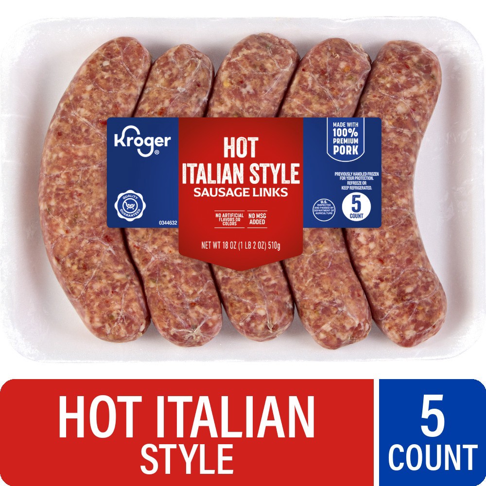 slide 1 of 5, Kroger Hot Italian Sausage, 18 oz