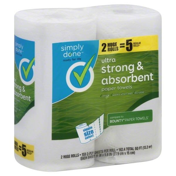 slide 1 of 1, Simply Done Paper Towels - Ultra Strong & Absorbent, 2 ct