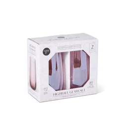 Core Kitchen Roma Highball 19 oz Glass 2-Pack Pink