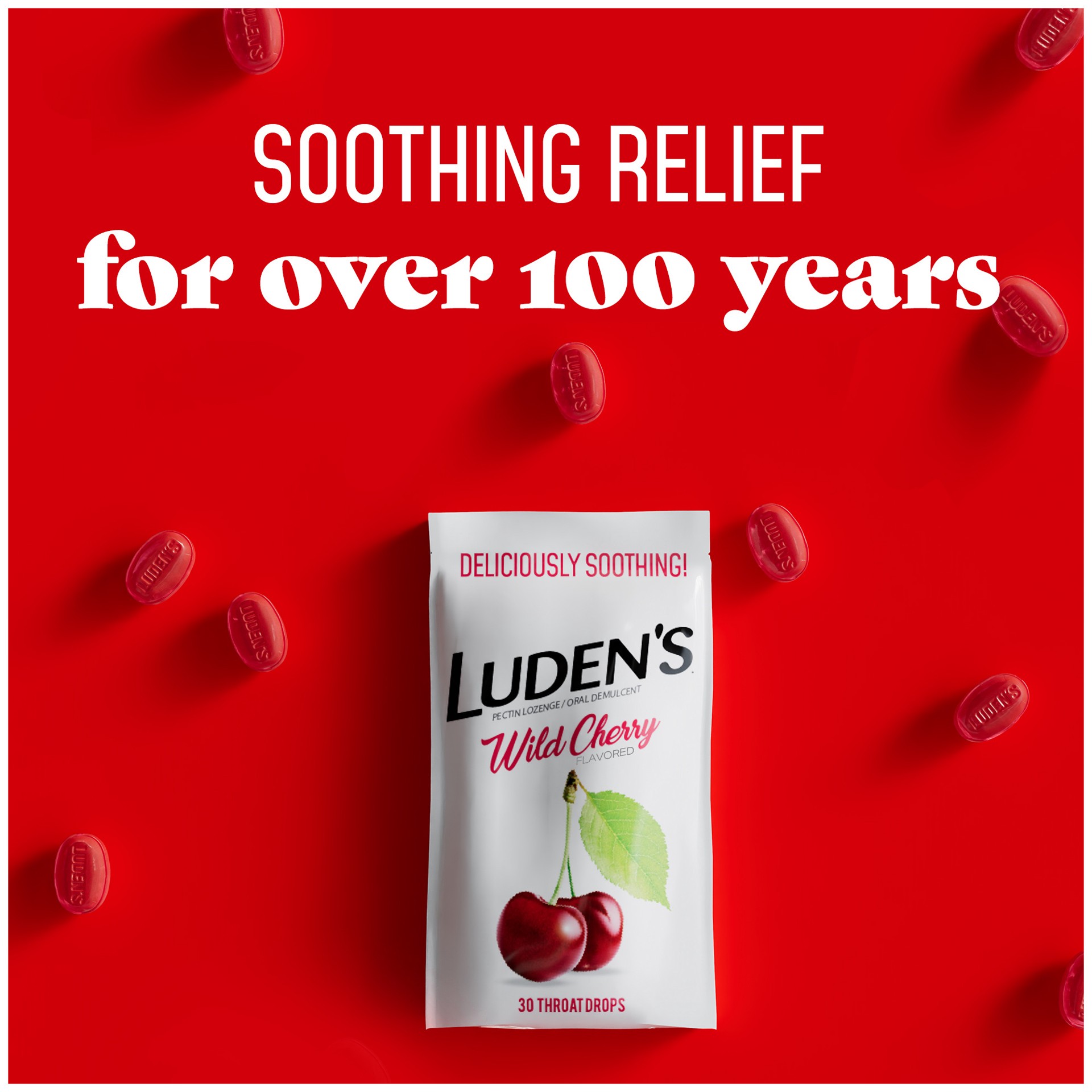 slide 7 of 10, Luden's Throat Drops Wild Cherry, 30 ct
