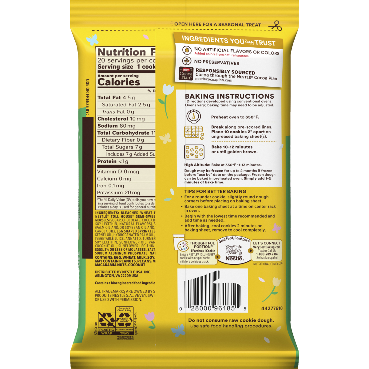 slide 10 of 17, TOLL HOUSE Easter Chocolate Chip Refrigerated Cookie Dough Bar 14oz Bag, 14 oz