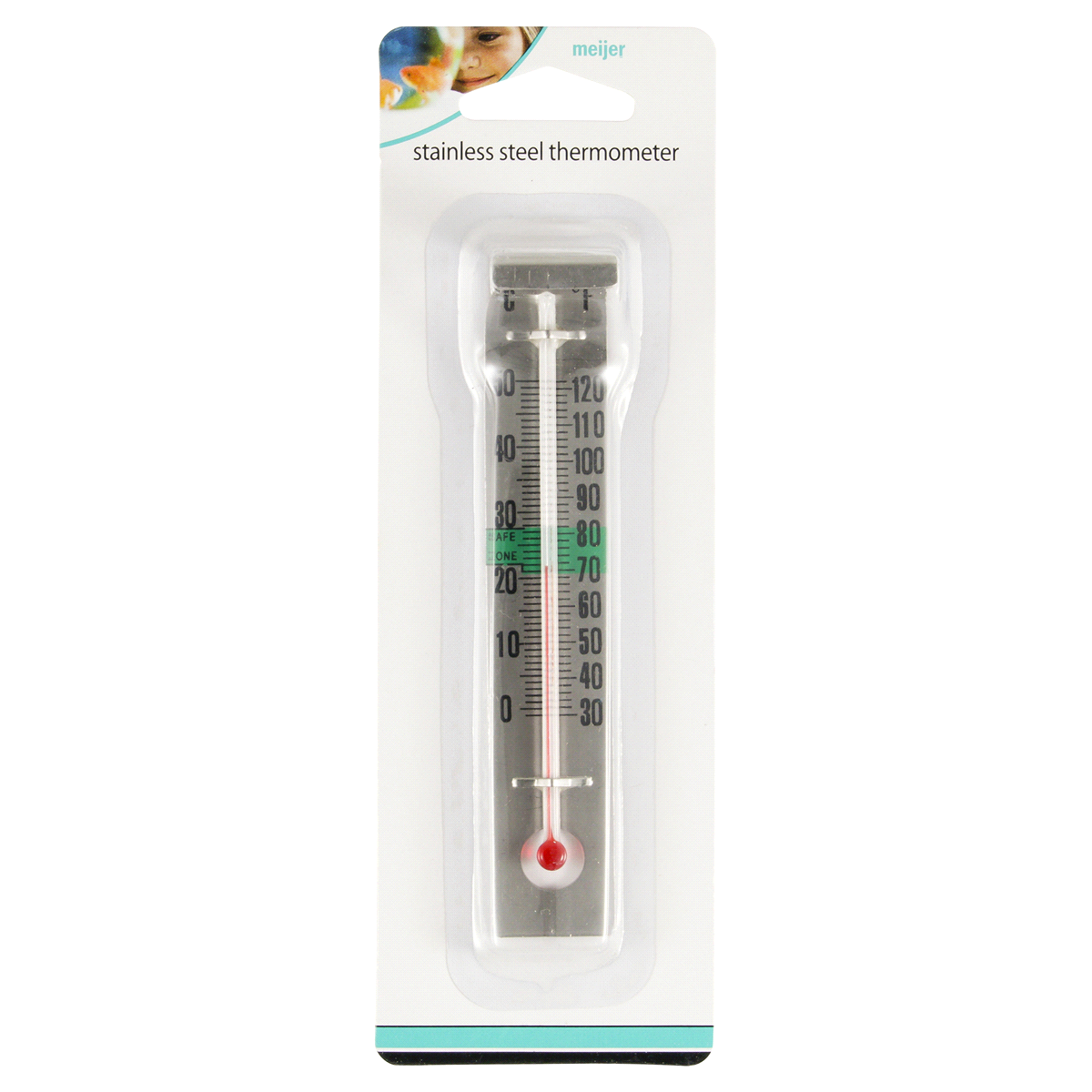 slide 1 of 2, Meijer Stainless Steel Aquarium Thermometer, 1 ct