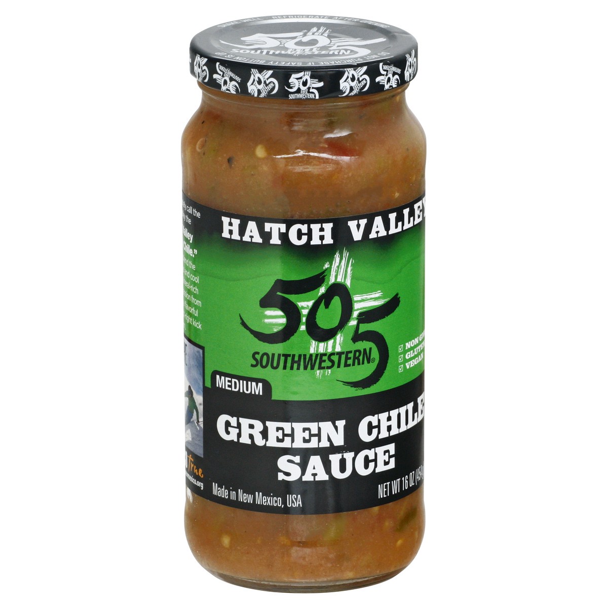 slide 9 of 10, Hatch Valley Medium Flame Roasted Green Chile Cooking Sauce 16 oz, 16 oz