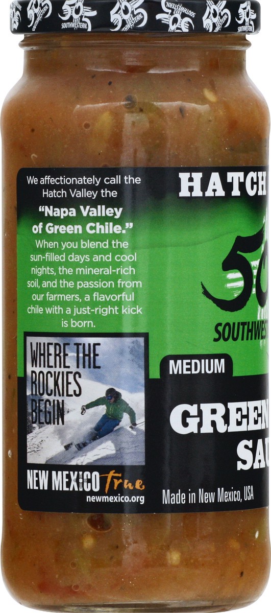 slide 6 of 10, Hatch Valley Medium Flame Roasted Green Chile Cooking Sauce 16 oz, 16 oz