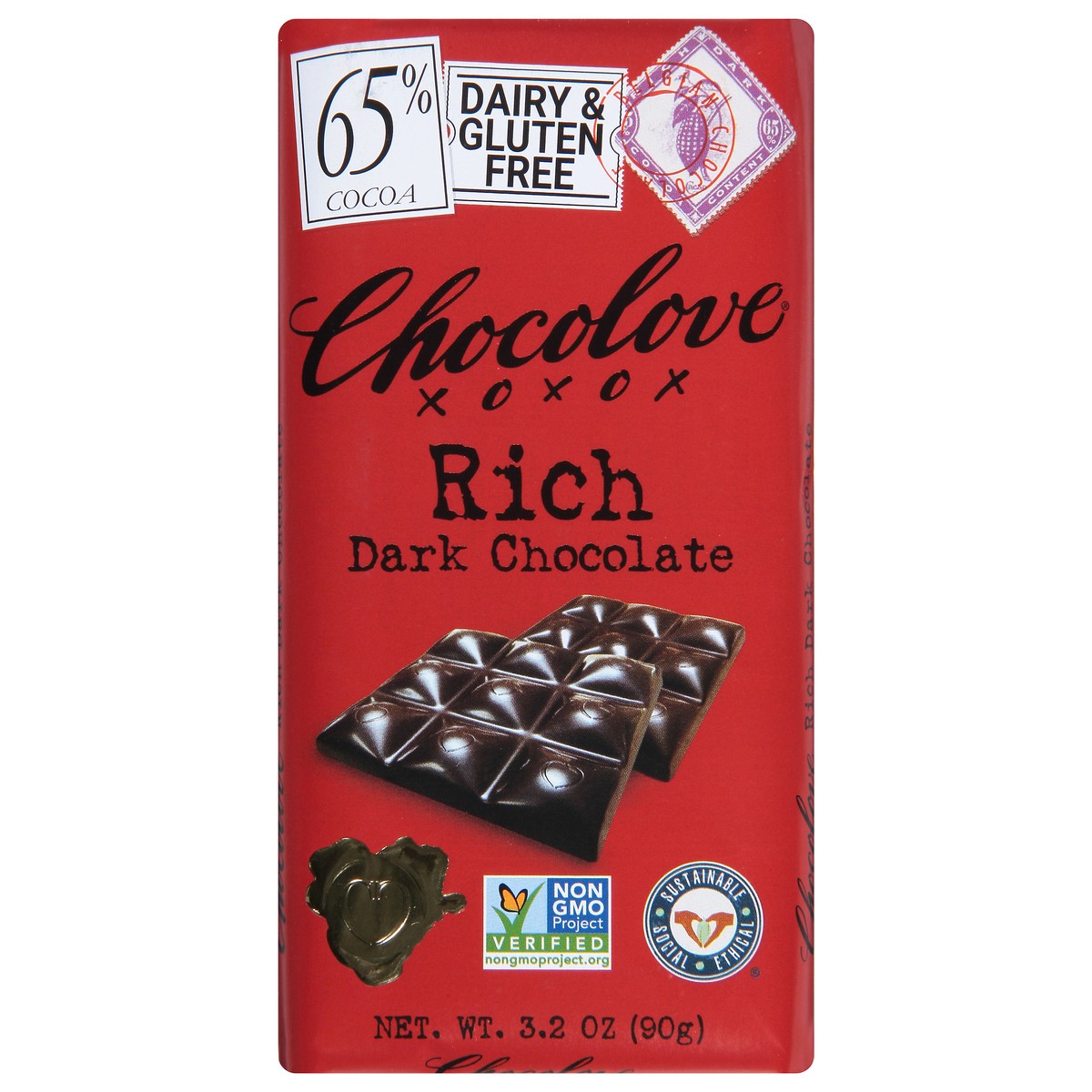 slide 1 of 1, Chocolove 65% Cocoa Rich Dark Chocolate 3.2 oz, 3.2 oz