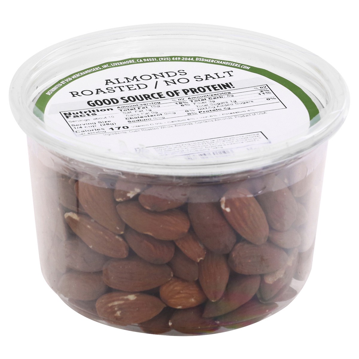 slide 2 of 9, DSD Merchandisers No Salt Roasted Almonds 10 oz, 10 oz