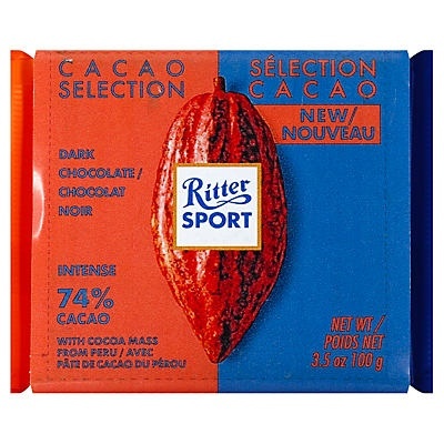 slide 1 of 1, Ritter Sport 74% Cacao Intense Dark Chocolate From Peru, 3.5 oz