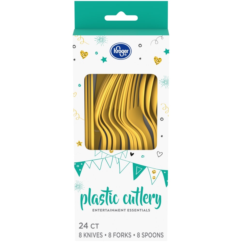 slide 1 of 1, Kroger Home Sense Plastic Cutlery - Yellow, 24 ct