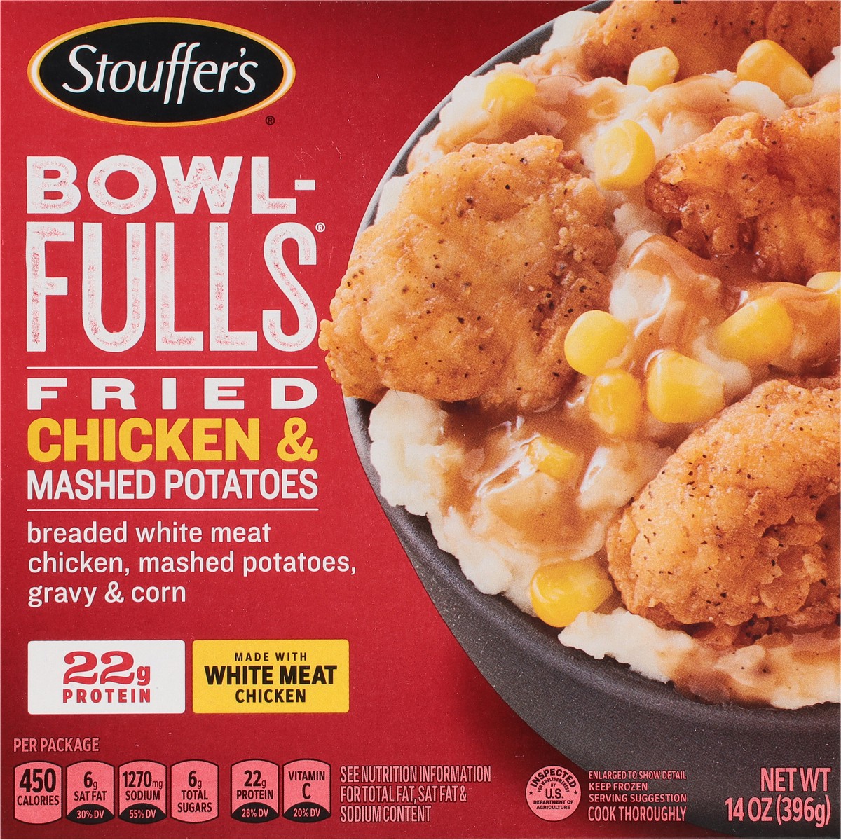 slide 6 of 9, Stouffer's Bowl-Fulls Fried Chicken & Mashed Potatoes Frozen Meal, 14 oz