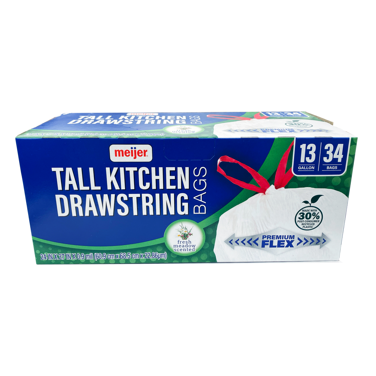 slide 1 of 2, Meijer Kitch Bag Pcr Flex Fr Meadow, 34 ct; 13 gal