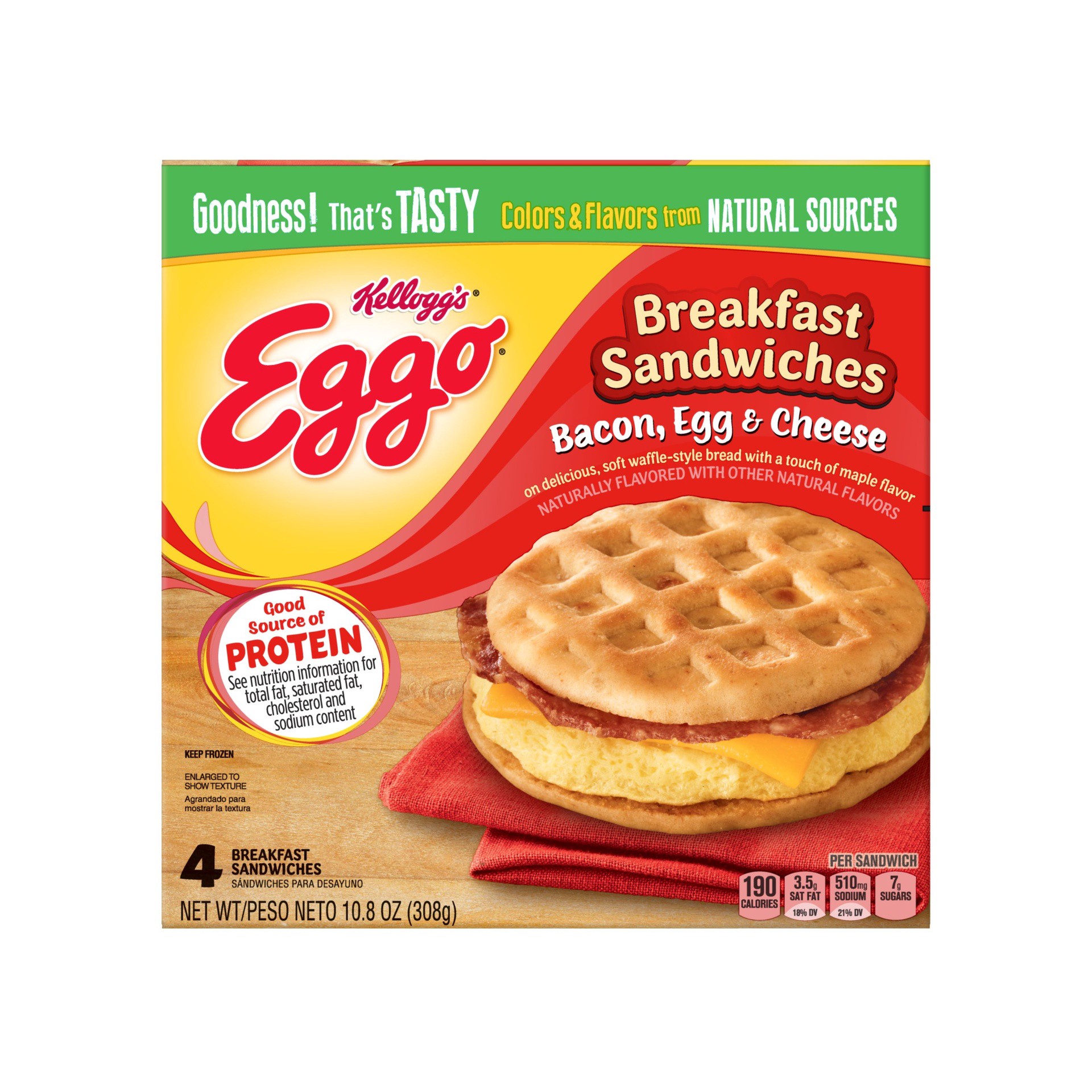 slide 2 of 7, Eggo Bacon Egg & Cheese Breakfast Sandwiches 4 ea, 4 ct