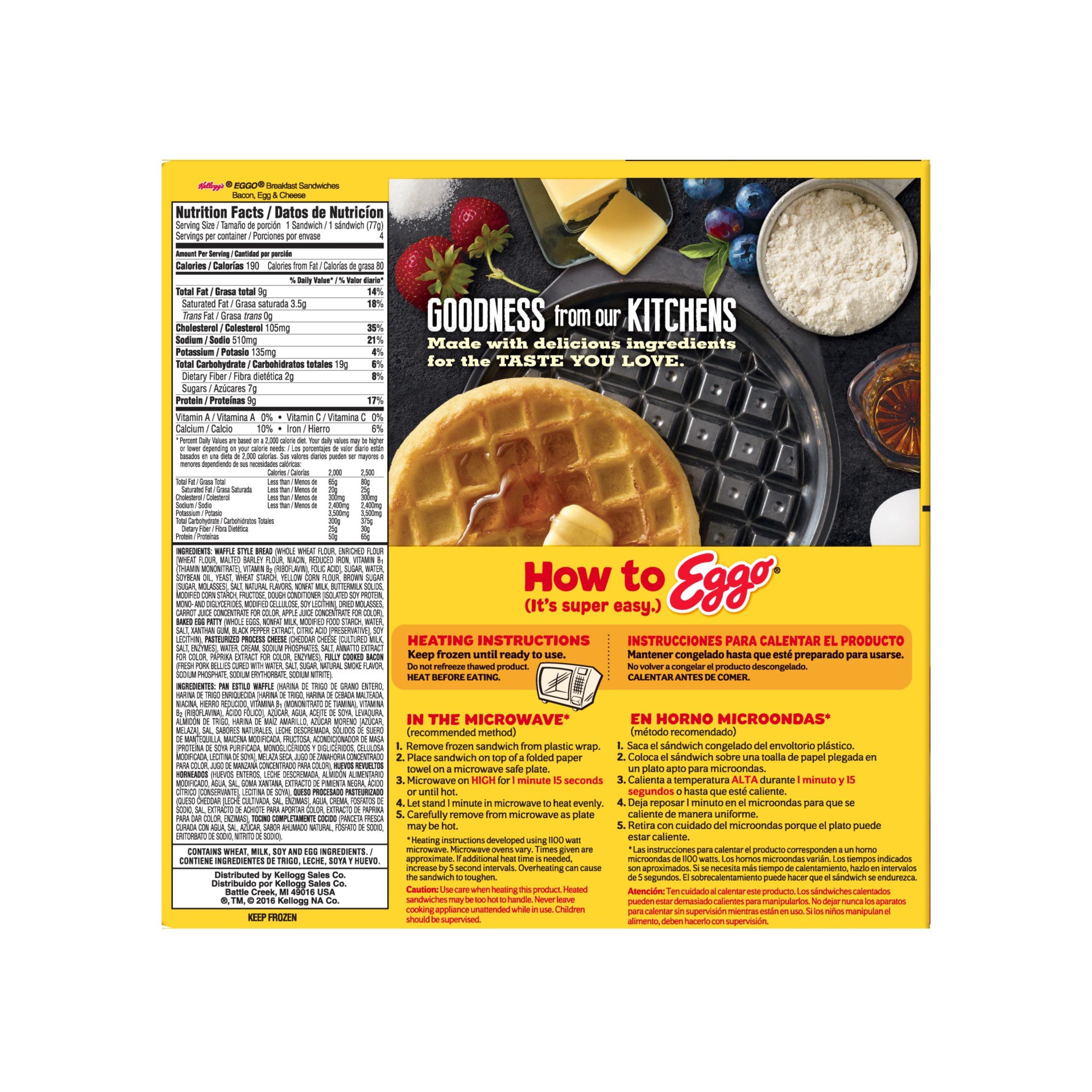 slide 7 of 7, Eggo Bacon Egg & Cheese Breakfast Sandwiches 4 ea, 4 ct