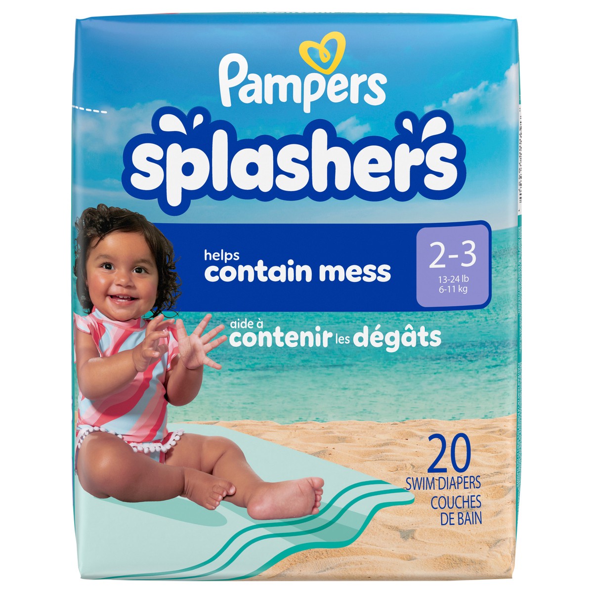 slide 1 of 8, Pampers Splashers Swim Diapers, Size 3, 20 Count, Disposable Baby Swim Diapers, 20 ct