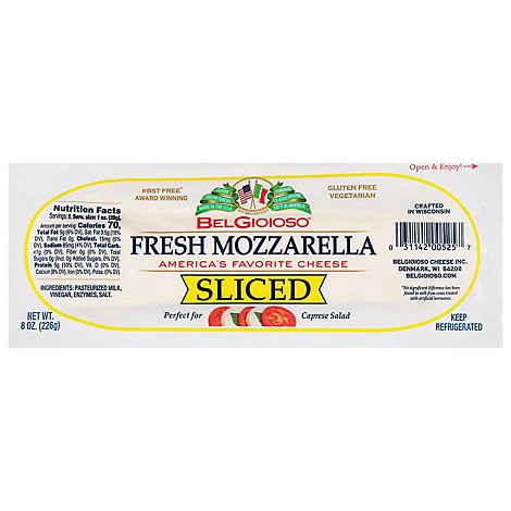 slide 1 of 1, Belgioioso Sliced Fresh Mozzarella Cheese Log - 8 Oz, 8 oz