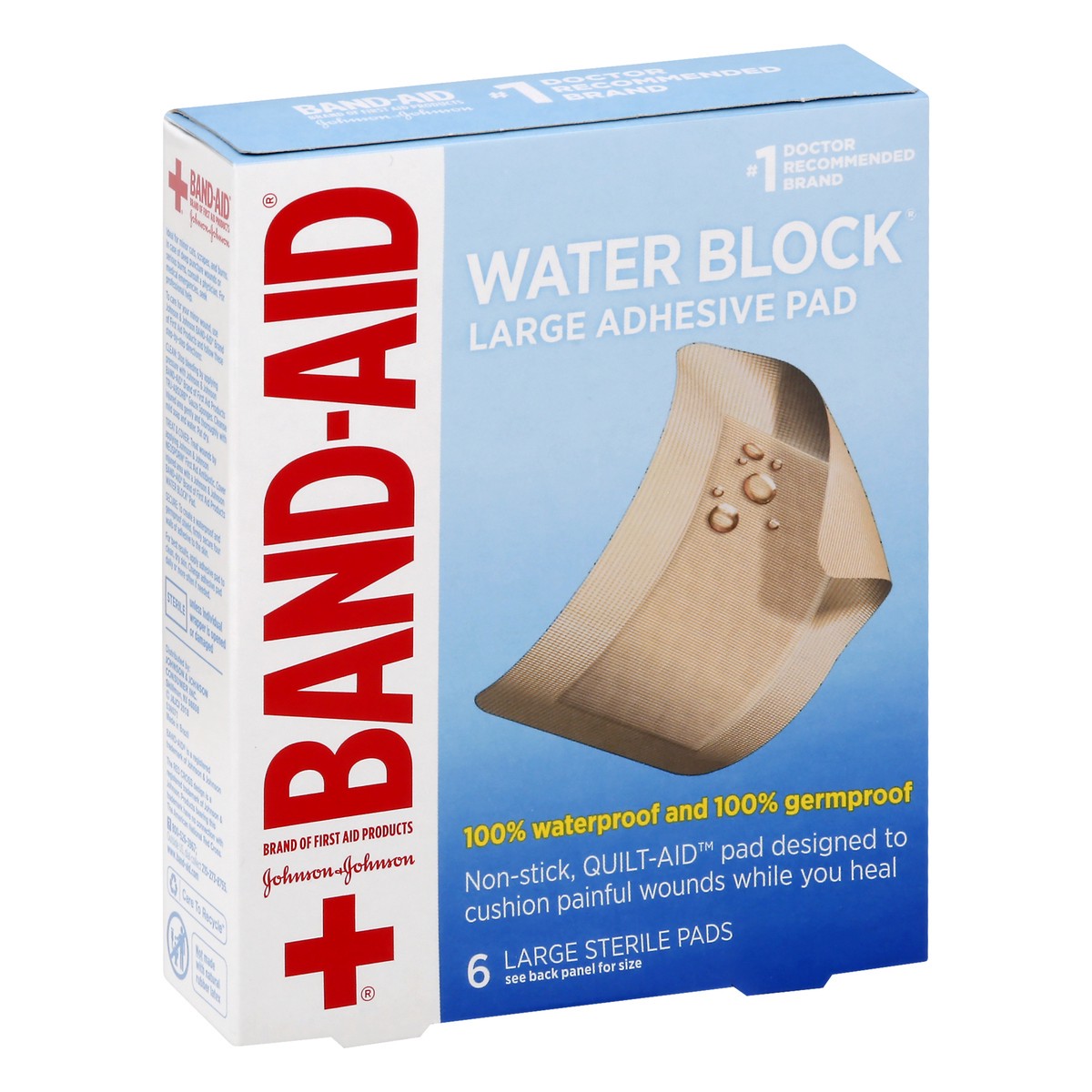 slide 8 of 9, Johnson & Johnson Band-Aid Large First Aid Waterproof Pad, 6 ct