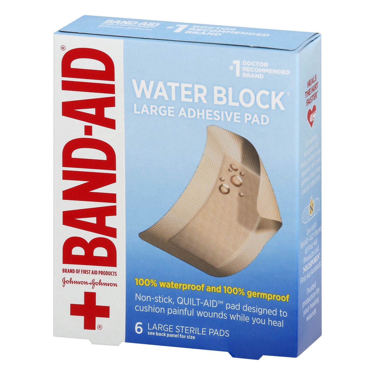 slide 4 of 9, Johnson & Johnson Band-Aid Large First Aid Waterproof Pad, 6 ct