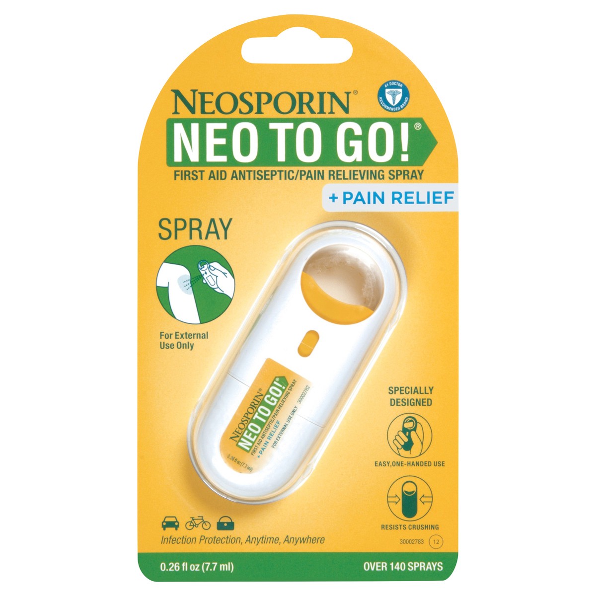 slide 5 of 8, Neosporin + Pain Relief Neo To Go! First Aid Antiseptic/Pain Relieving Spray,.26 Oz, 0.26 fl oz