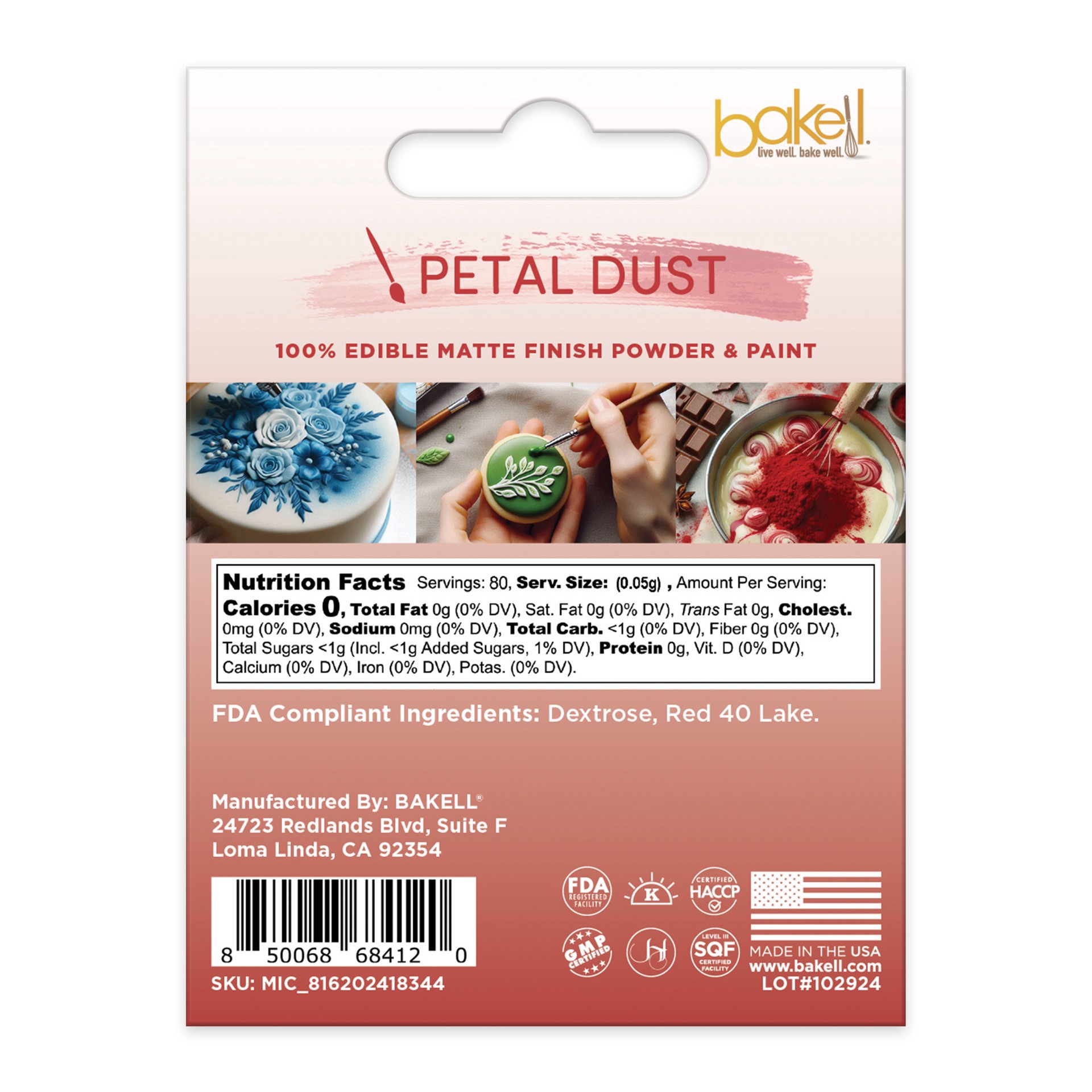 slide 4 of 6, Bakell Petal Dust Edible Matte Finish Powder, 0.14 oz