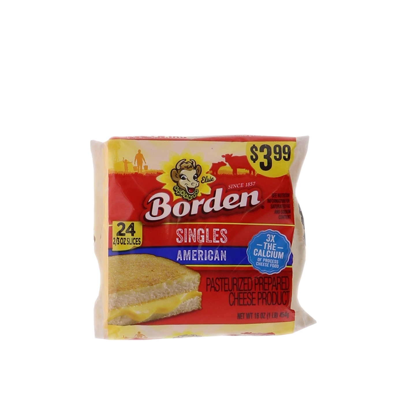 slide 1 of 1, Borden Singles American Pasteurized Prepared Cheese Product, 16 oz