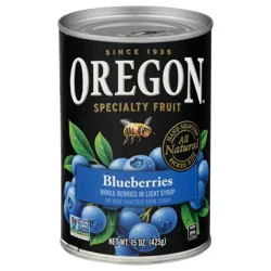 Oregon Fruit Oregon Blueberries, Whole In Light Syrup, 15 oz