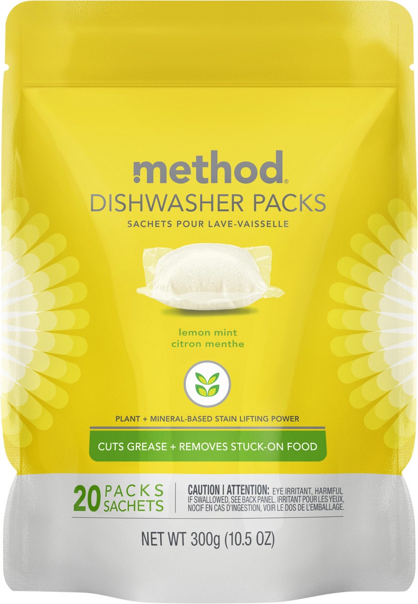 slide 6 of 6, method Dishwasher Detergent Packs, Lemon Mint, 20 Count, 20 ct