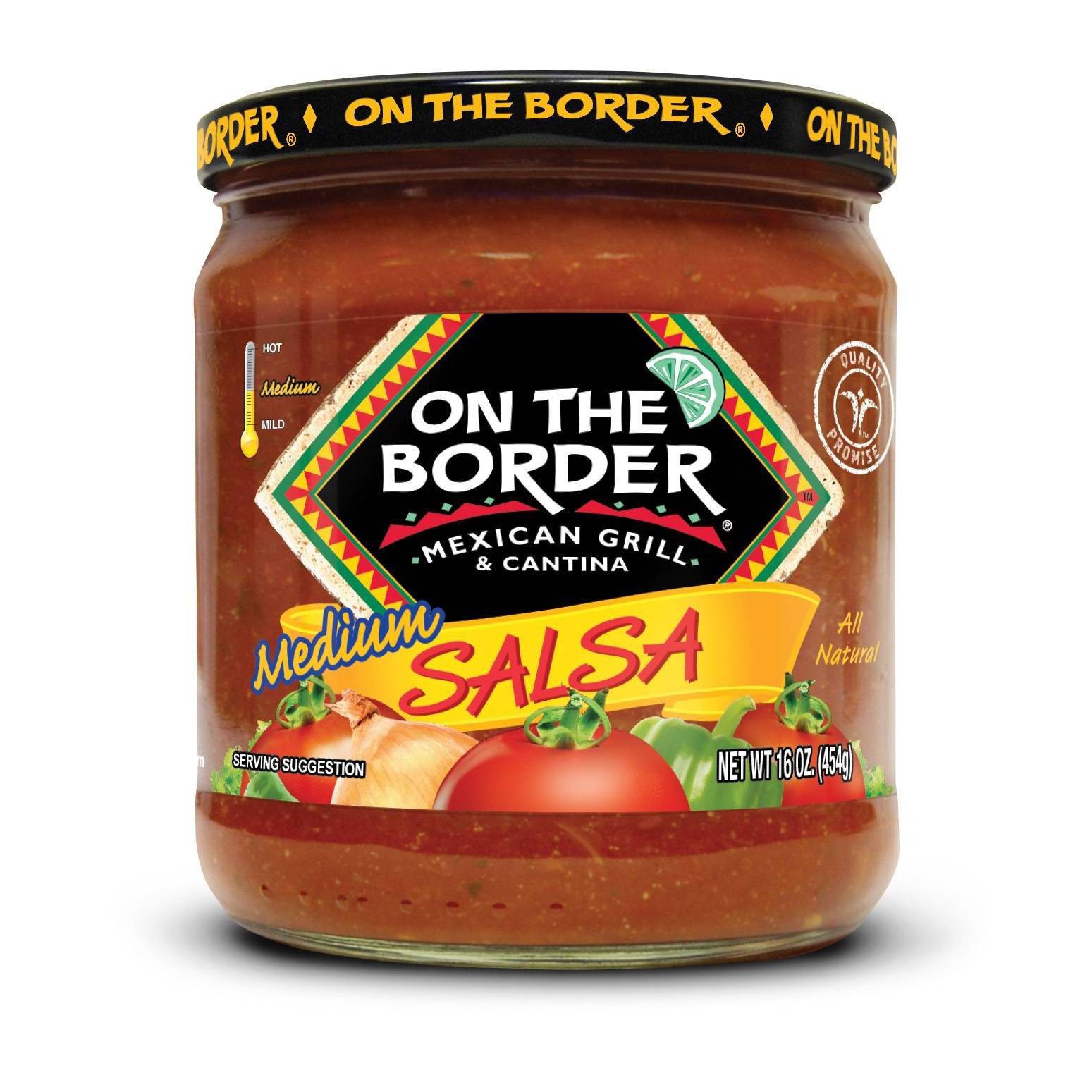 slide 1 of 7, On The Border 16 oz OTB Medium Salsa, 16 oz