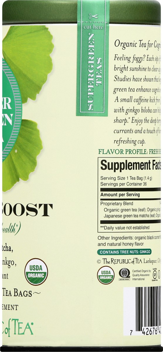 slide 10 of 12, The Republic of Tea Bags Brain Boost Super Green Tea - 36 ct, 36 ct