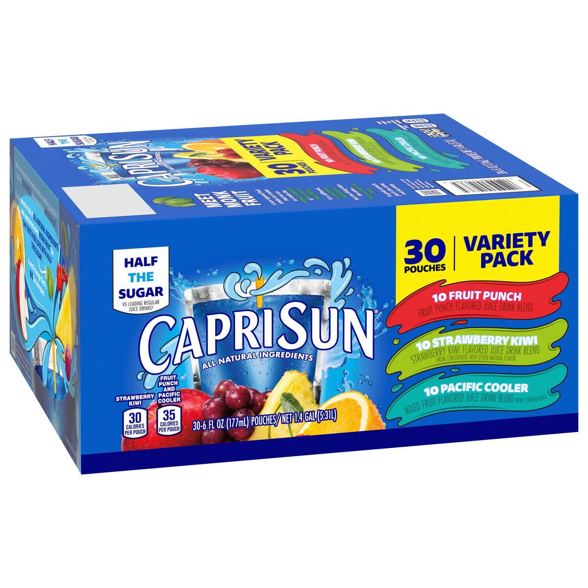 slide 2 of 9, Capri Sun Fruit Punch, Strawberry Kiwi and Pacific Cooler Flavored Juice Drink Blend Variety Pack Pouches, 30 ct; 6 fl oz
