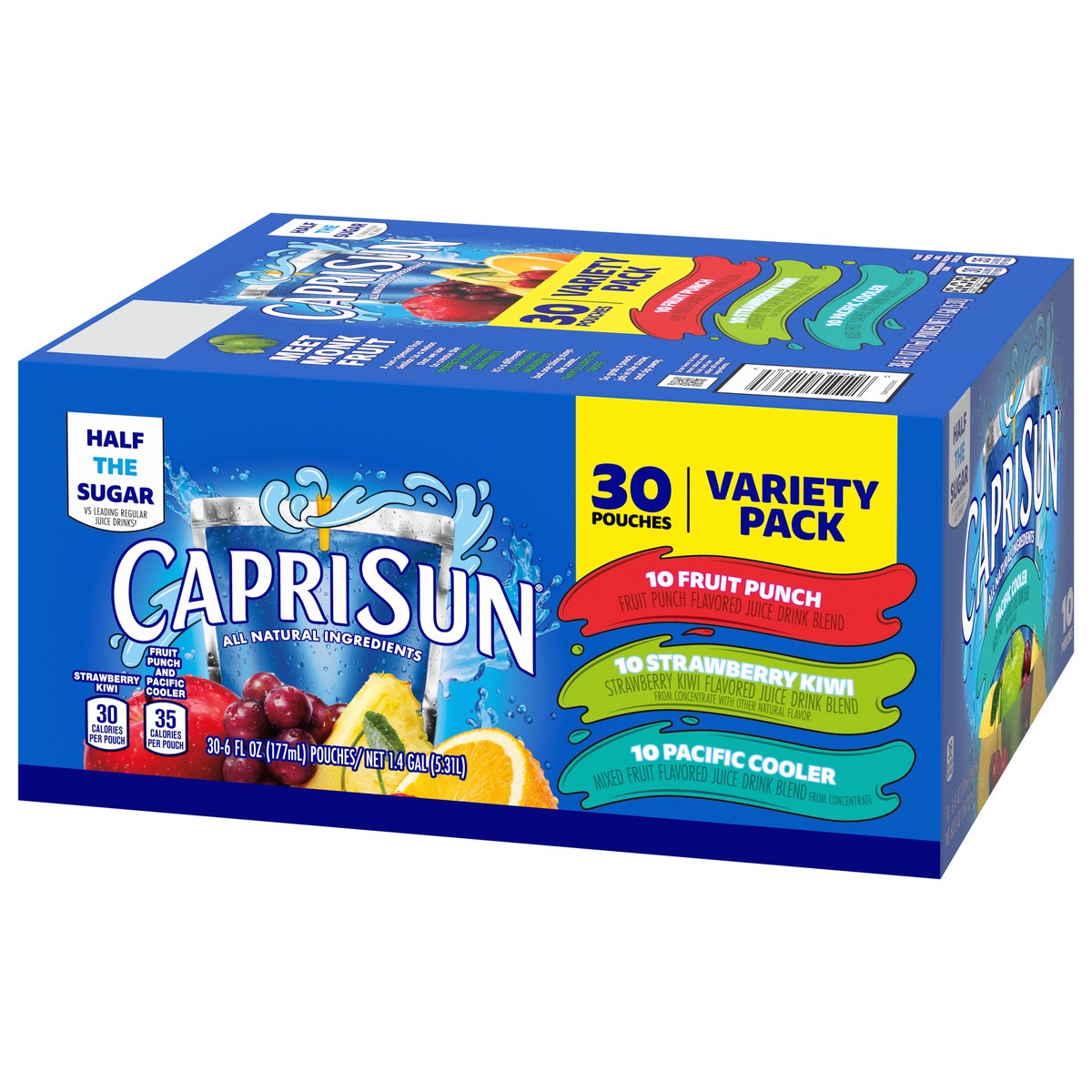 slide 5 of 9, Capri Sun Fruit Punch, Strawberry Kiwi and Pacific Cooler Flavored Juice Drink Blend Variety Pack Pouches, 30 ct; 6 fl oz