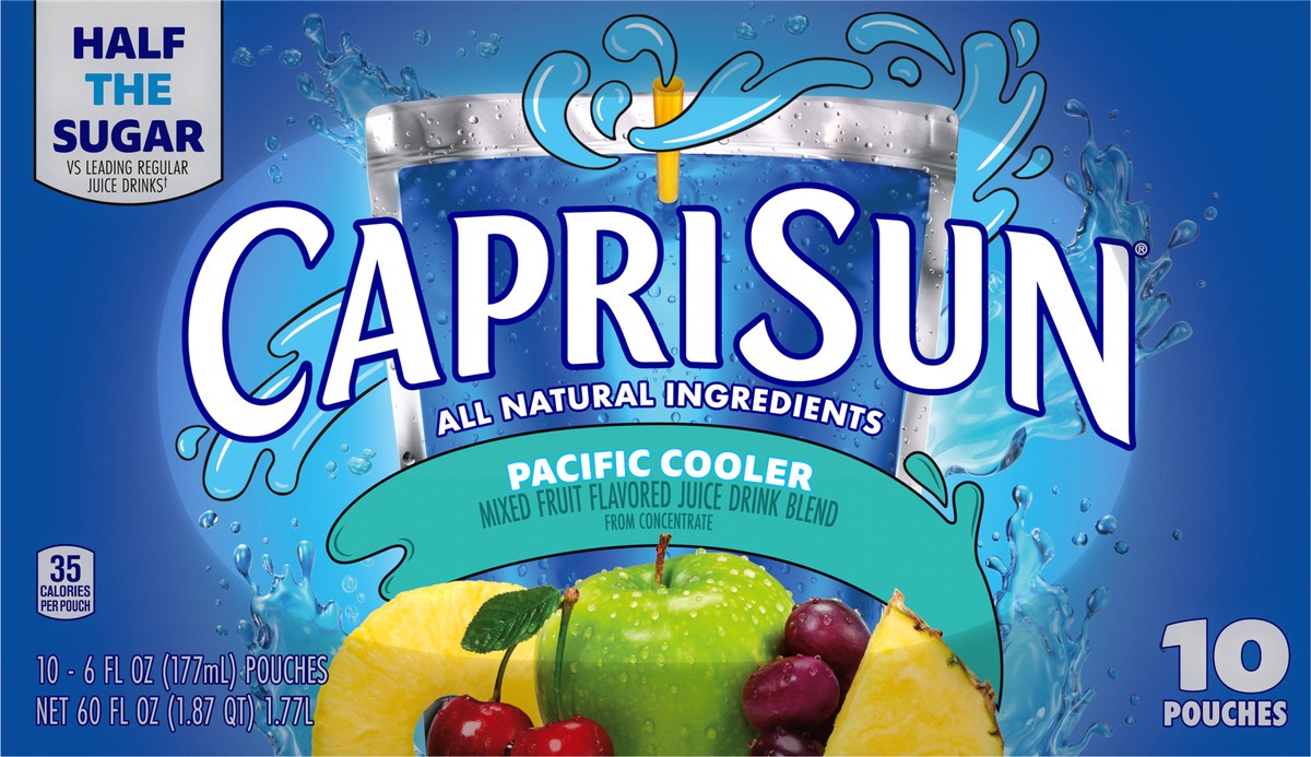 slide 8 of 9, Capri Sun Fruit Punch, Strawberry Kiwi and Pacific Cooler Flavored Juice Drink Blend Variety Pack Pouches, 30 ct; 6 fl oz