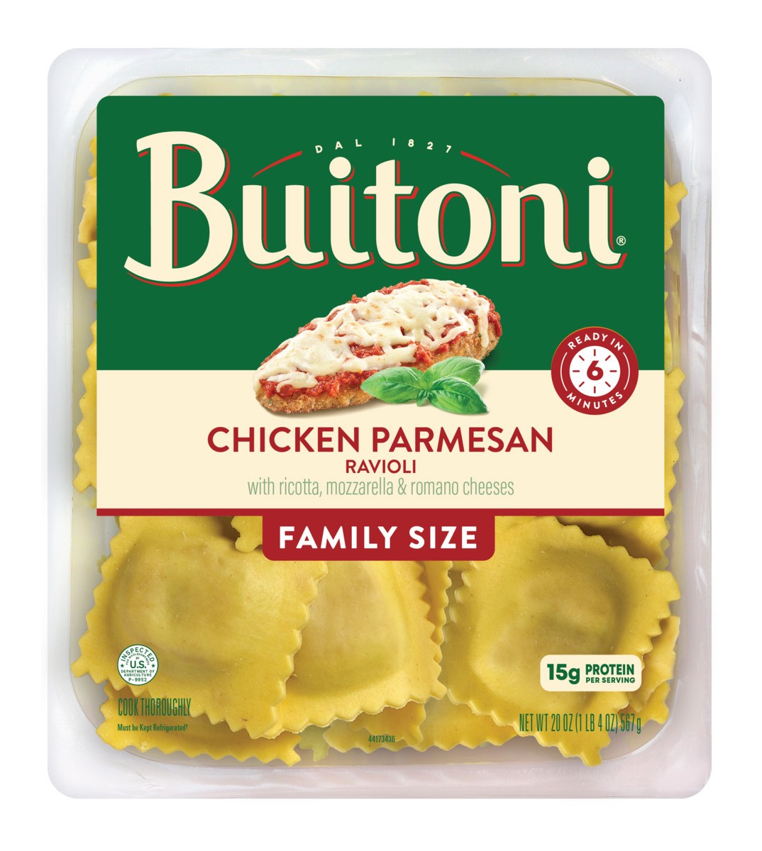 slide 3 of 3, Buitoni Chicken Parmesan Ravioli, Refrigerated Pasta, 20 oz Family Size Package, 20 oz