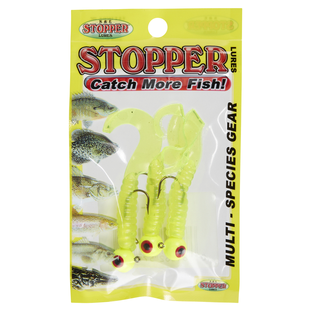 slide 1 of 5, Stopper Lures Rigged Plastic Curl Tail Chartreuse 1/4th oz, 1/4 oz