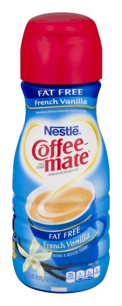 slide 1 of 1, Nestle Coffeemate Coffeemate French Vanilla Fat Free Liquid Coffee Creamer, 16 fl oz