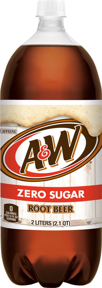 slide 1 of 10, A&W Zero Sugar Root Beer Soda, 2 L bottle, 2 liter